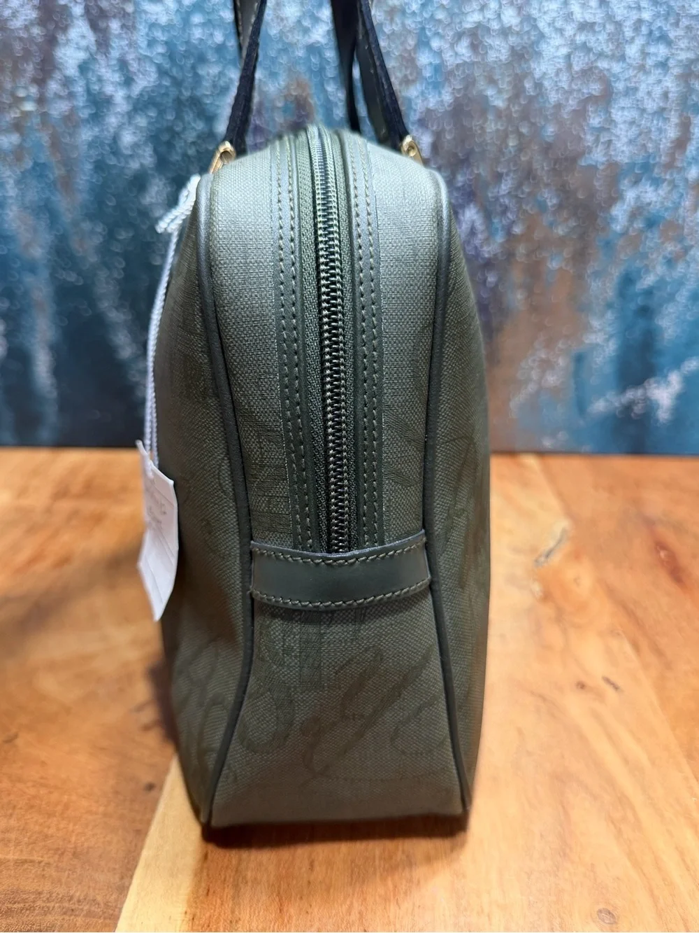Nina Ricci 2010s Parisian Bottle Green Monogram Satchel Crossbody Bag